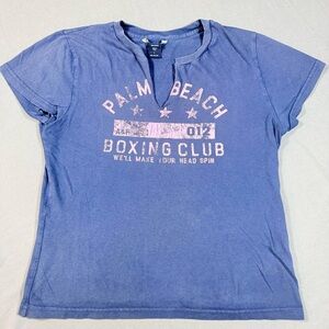 Abercrombie and Fitch Y2K V-neck shirt Women’s large blue